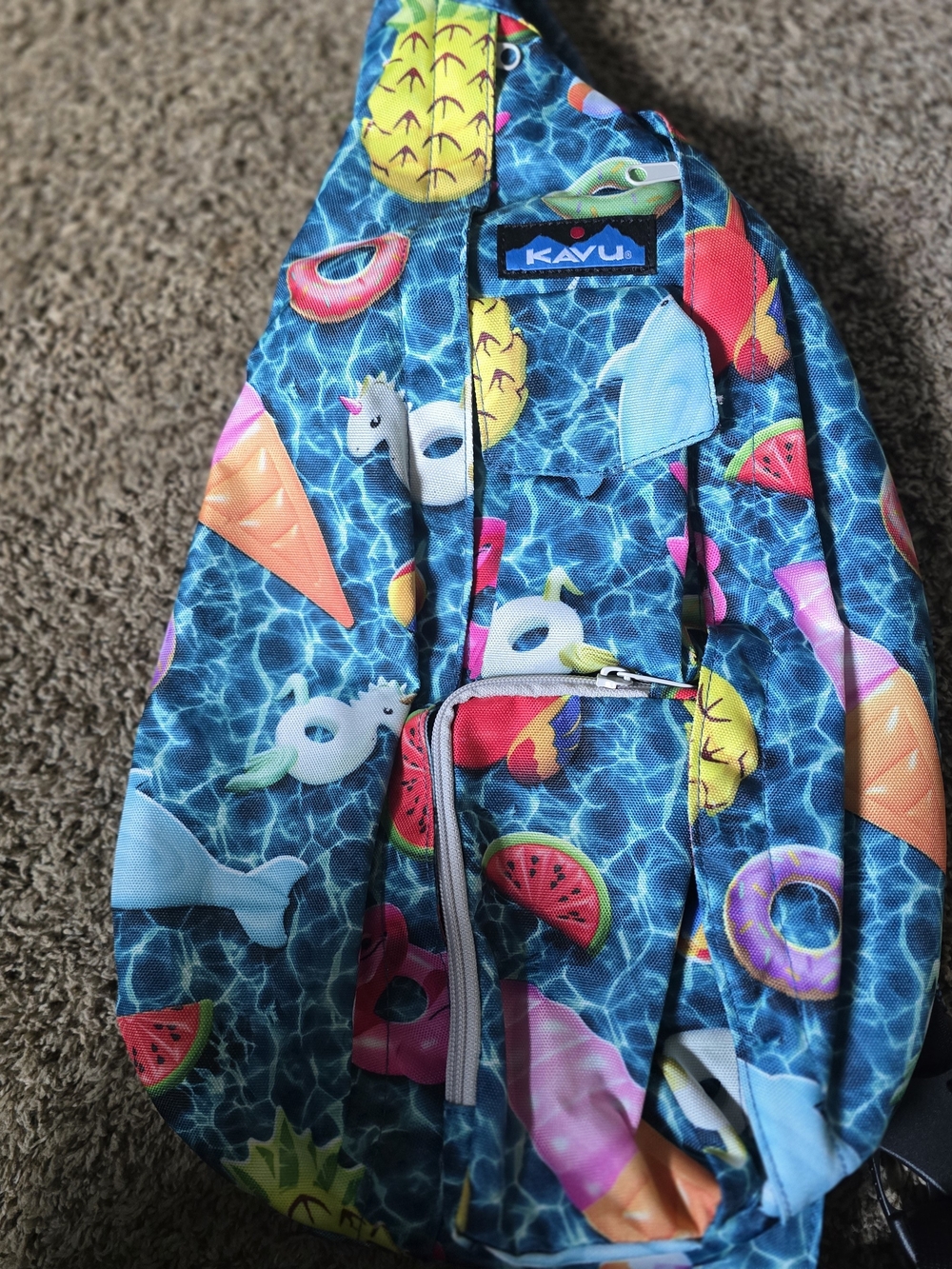 Kavu Blue Tropical Pool Print Crossbody Sling Bag